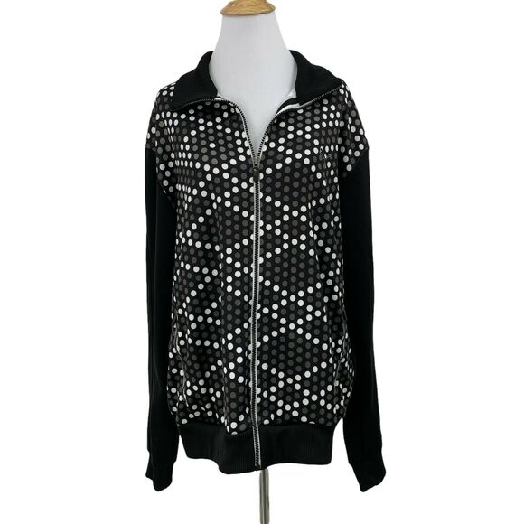 Puma Track Jacket Women L Large Spotted Full Zip Lightweight Fleece Lined Collar - Picture 1 of 11